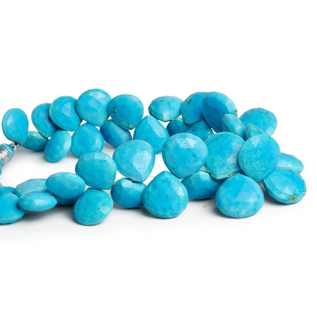 11 - 15mm Blue Howlite Faceted Hearts 8 inch 37 beads - The Bead Traders