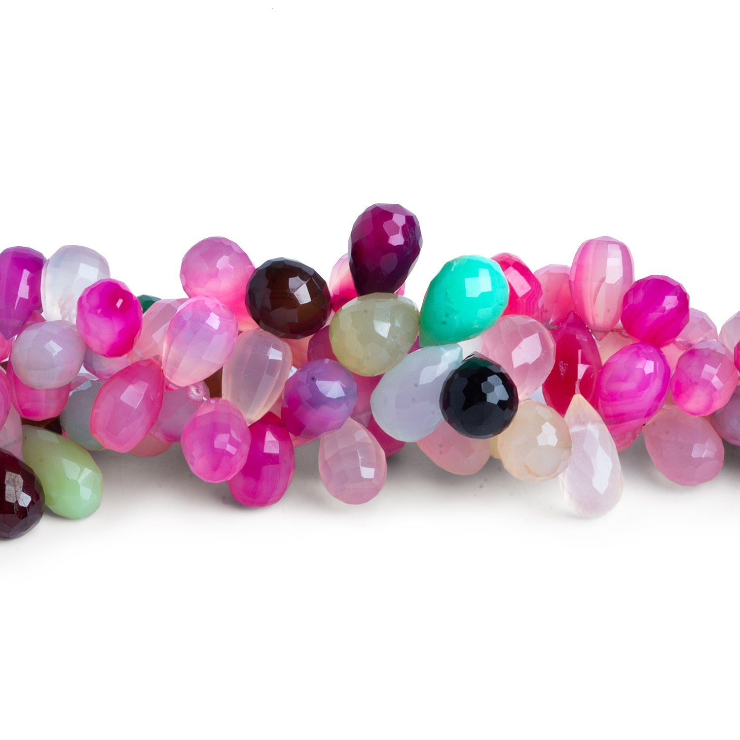 11 - 17mm Multi Chalcedony Plain Hearts 8 inch 41 beads - The Bead Traders
