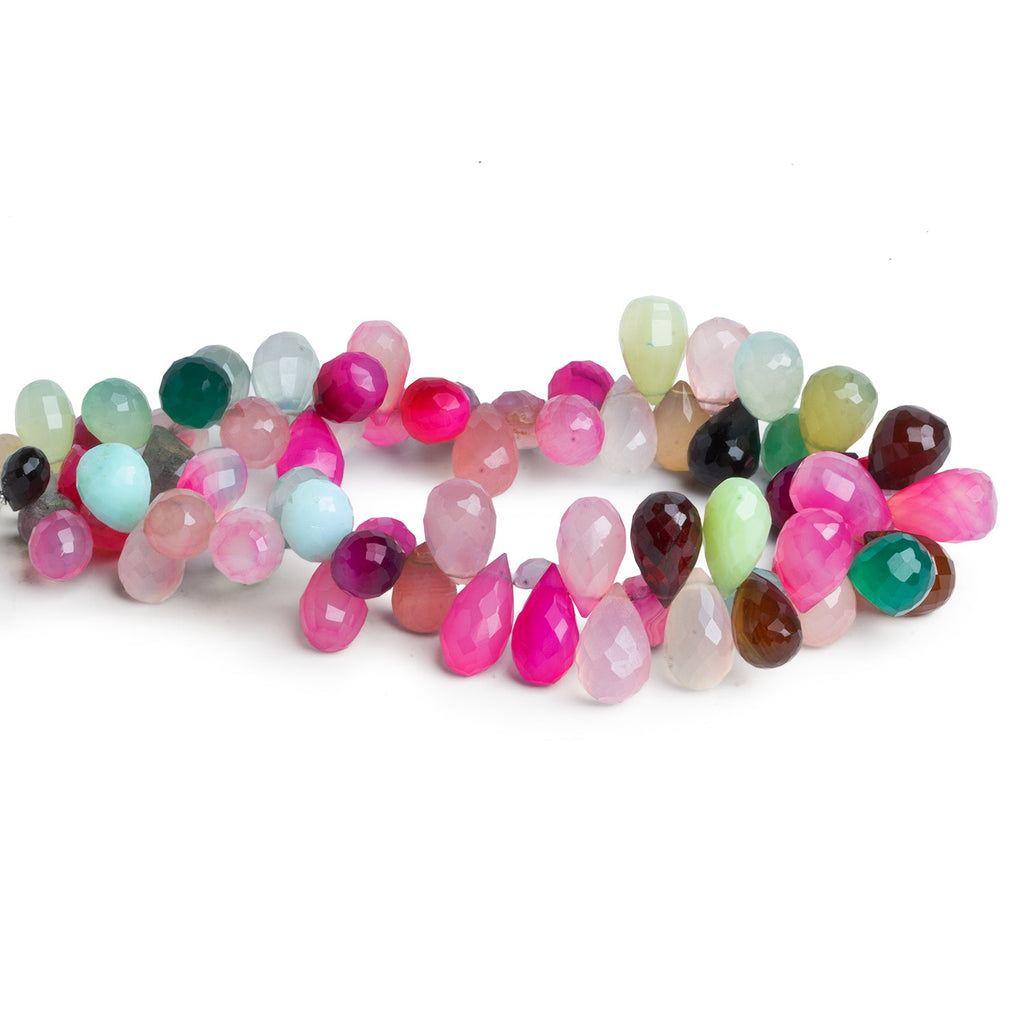 11 - 17mm Multi Chalcedony Plain Hearts 8 inch 41 beads - The Bead Traders