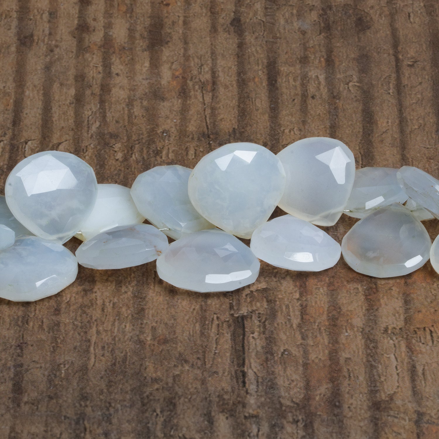 11-20mm Turkish Chalcedony Faceted Hearts 8 inch 31 beads - The Bead Traders