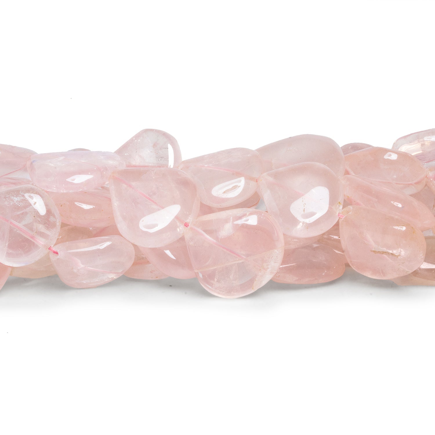 11-21mm Rose Quartz Plain Hearts 12 inch 17 beads - The Bead Traders