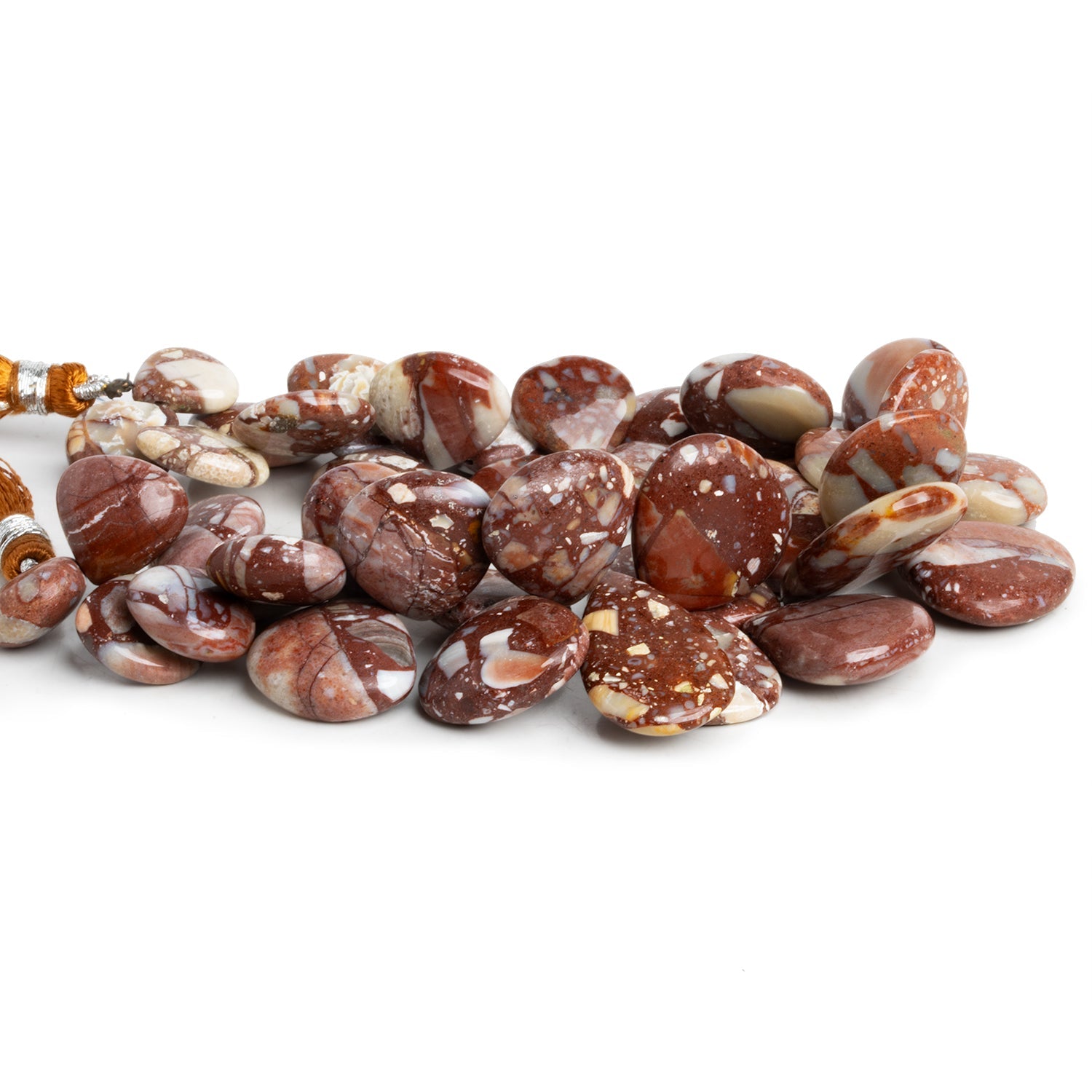 11 - 23mm Brecciated Jasper Plain Hearts 8 inch 40 beads - The Bead Traders
