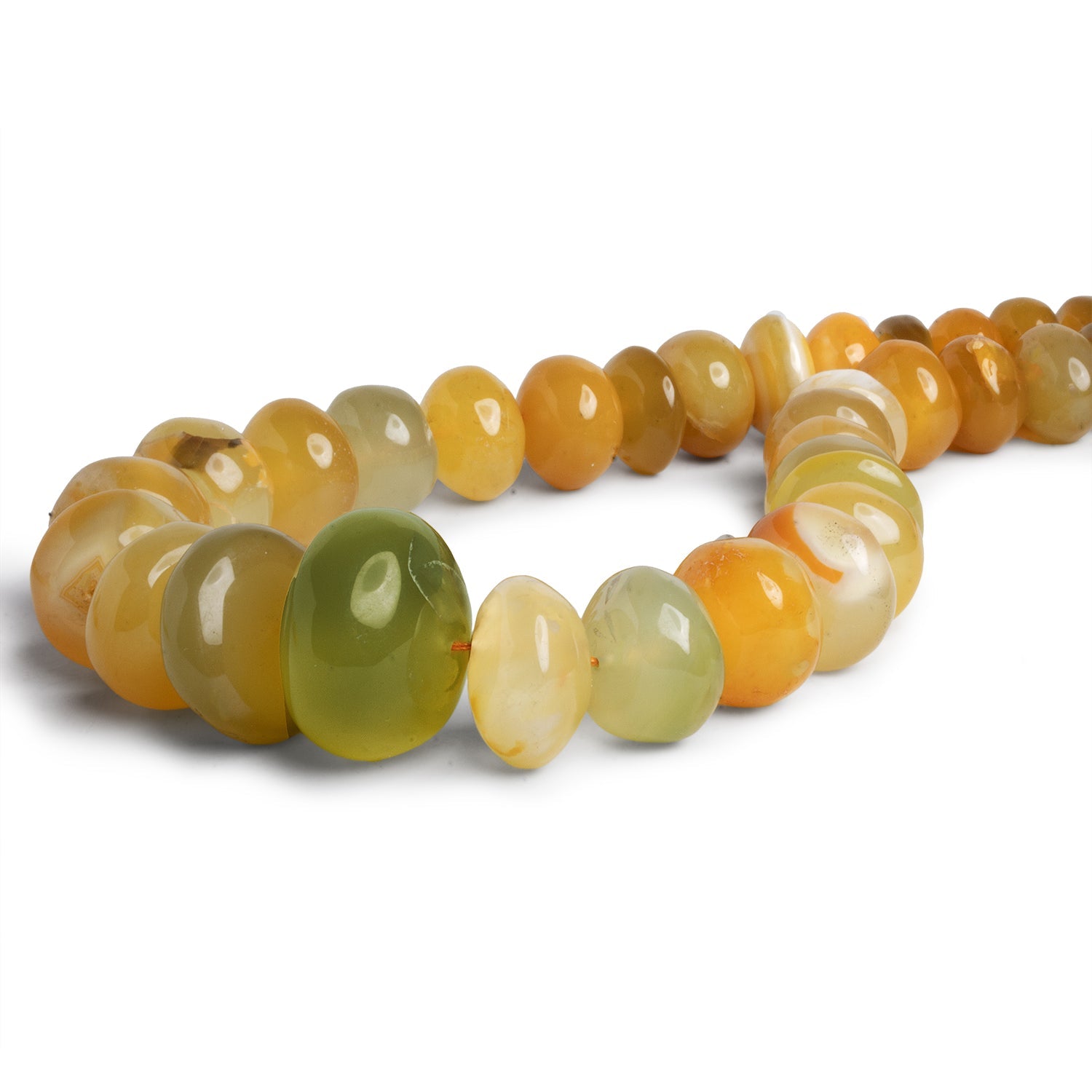 11 - 26mm Yellow Chalcedony Plain Rondelles 12 inch 28 beads - The Bead Traders