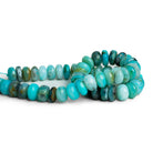111 - 13mm Blue Peruvian Opal Plain Rondelles 12 inch 53 beads - The Bead Traders