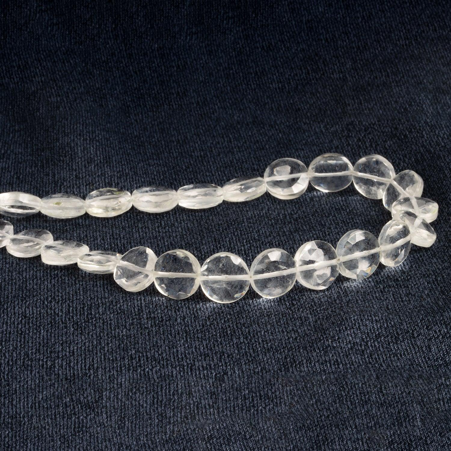 9mm Crystal Quartz Faceted Coin Beads 8 inch 23 pieces - The Bead Traders
