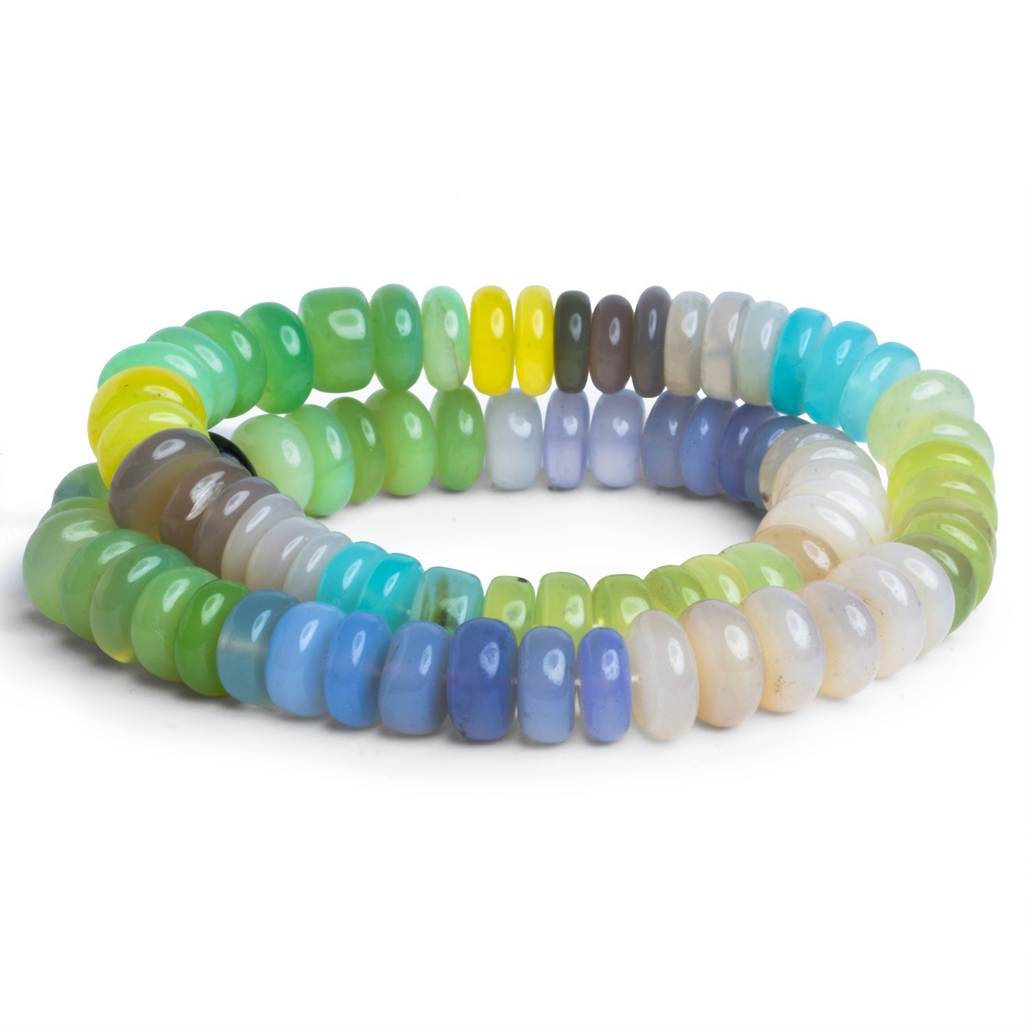 11mm Multicolor Chalcedony Plain Rondelles 15 inch 80 beads - The Bead Traders