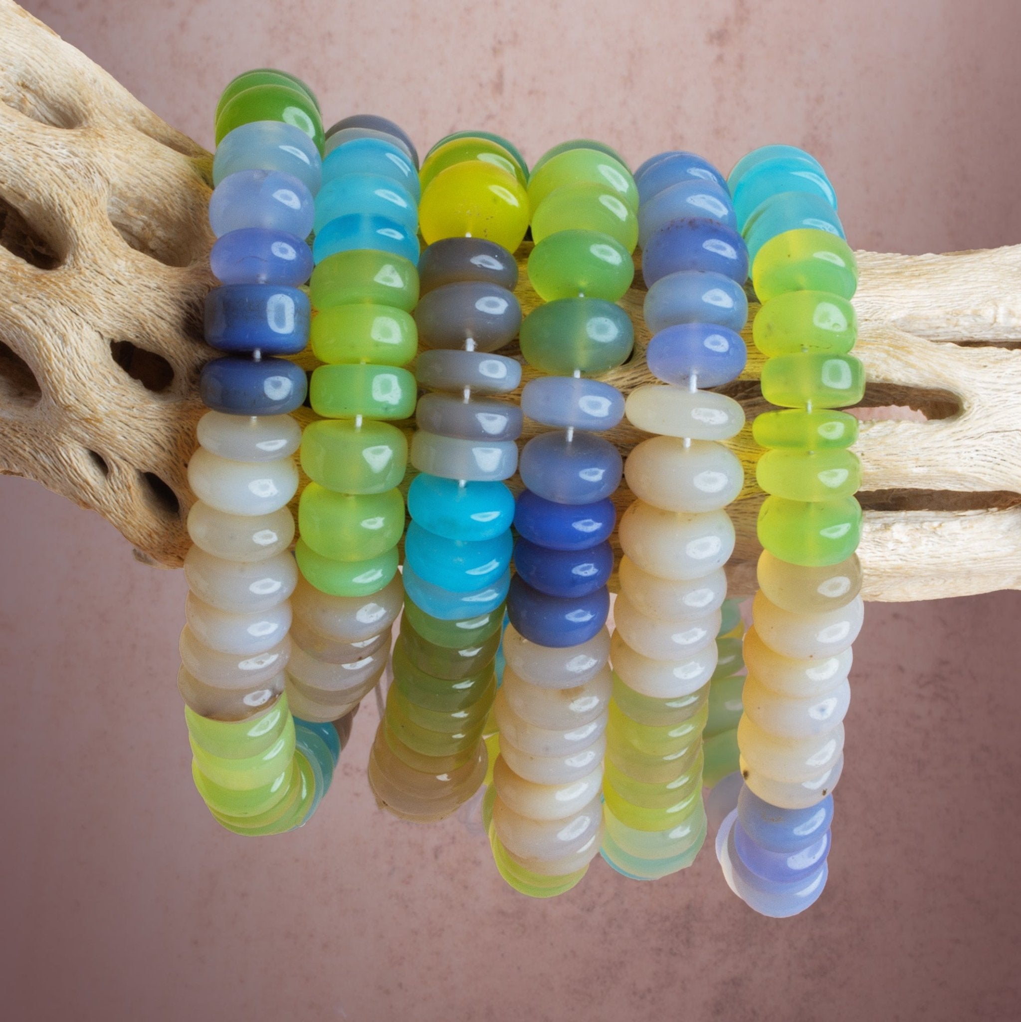 11mm Multicolor Chalcedony Plain Rondelles 15 inch 80 beads - The Bead Traders