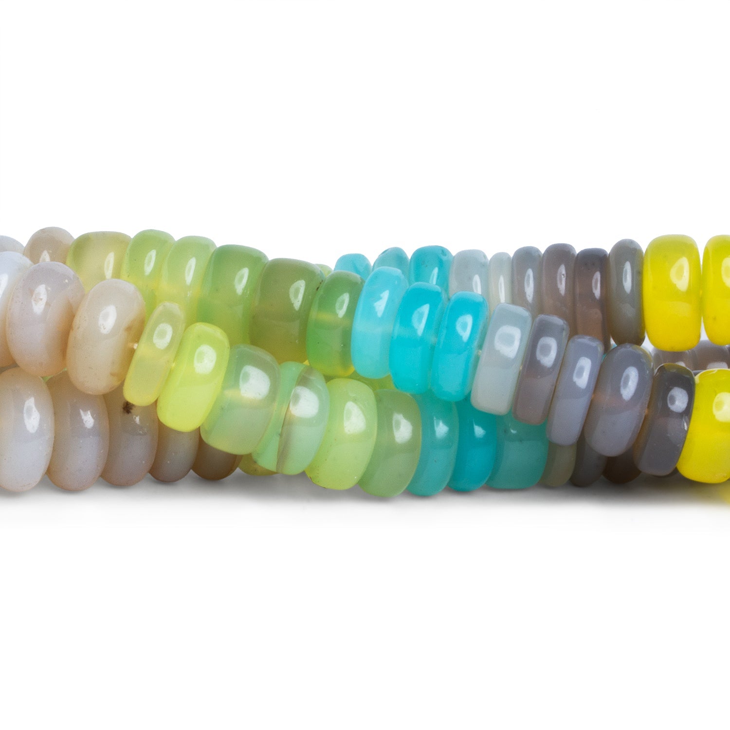 11mm Multicolor Chalcedony Plain Rondelles 15 inch 80 beads - The Bead Traders
