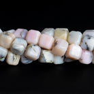 11mm Pink Peruvian Opal Plain Cubes 16 inch 37 beads - The Bead Traders