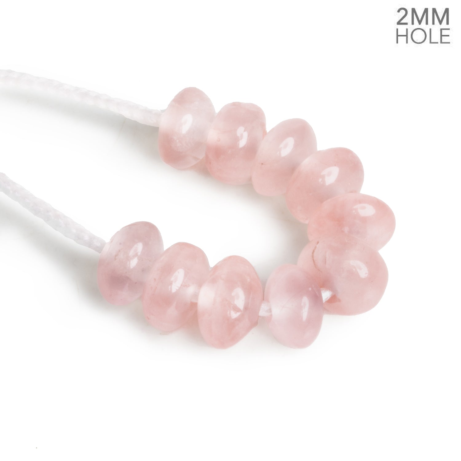 11mm Rose Quartz 2mm Large Hole Rondelles 10 Beads - The Bead Traders