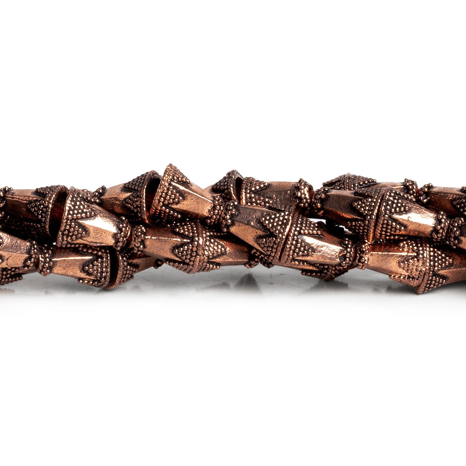 11x10mm Antiqued Copper Con Bead Caps 8 inch 18 pieces - The Bead Traders