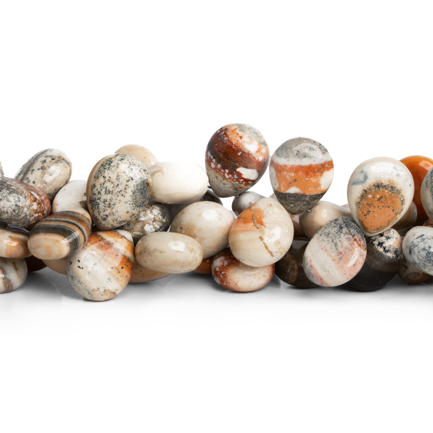 11x10mm Banded Jasper Plain Pears 8 inch 41 beads - The Bead Traders