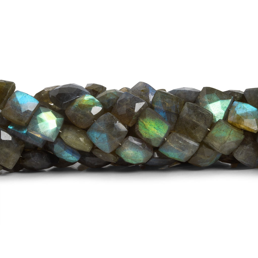 11x10mm Labradorite Faceted Cushions 8 inch 18 beads - The Bead Traders
