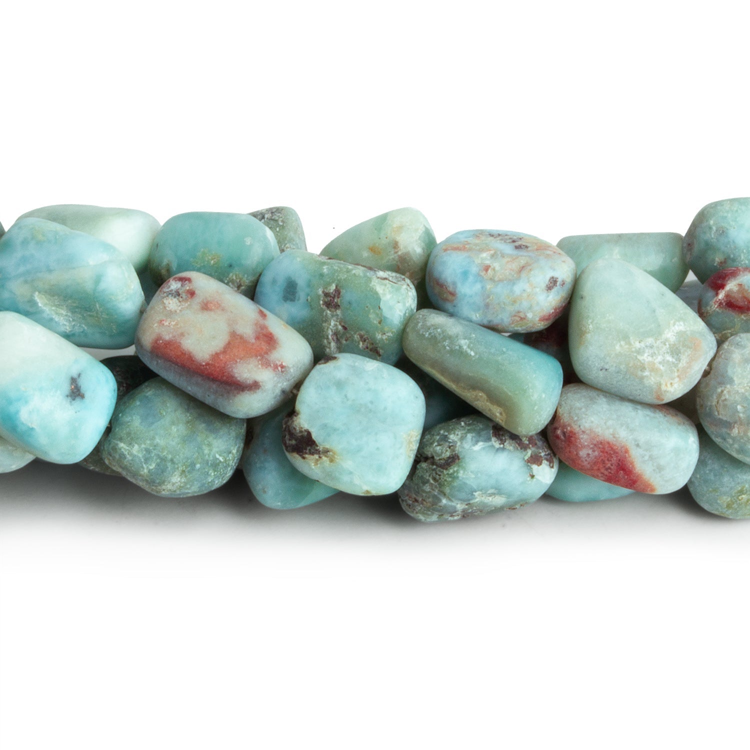 11x10mm Matte Larimar Plain Nuggets 7.5 inch 16 beads - The Bead Traders