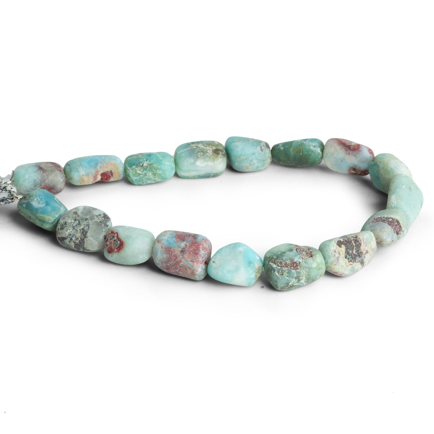 11x10mm Matte Larimar Plain Nuggets 7.5 inch 16 beads - The Bead Traders