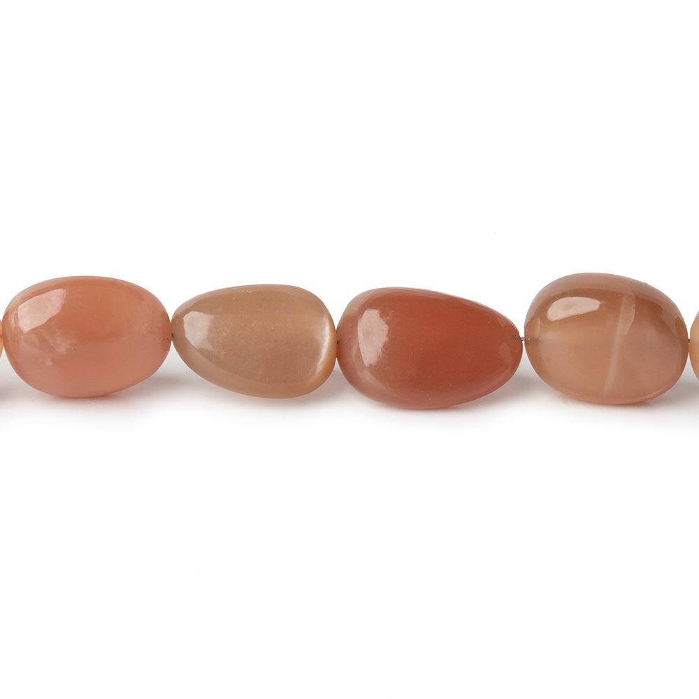 11x10mm Shaded Peach Moonstone plain nuggets 18 inch 40 beads A Grade - The Bead Traders