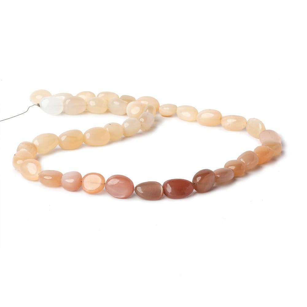 11x10mm Shaded Peach Moonstone plain nuggets 18 inch 40 beads A Grade - The Bead Traders