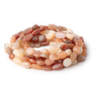 11x10mm Shaded Peach Moonstone plain nuggets 18 inch 40 beads A Grade - The Bead Traders