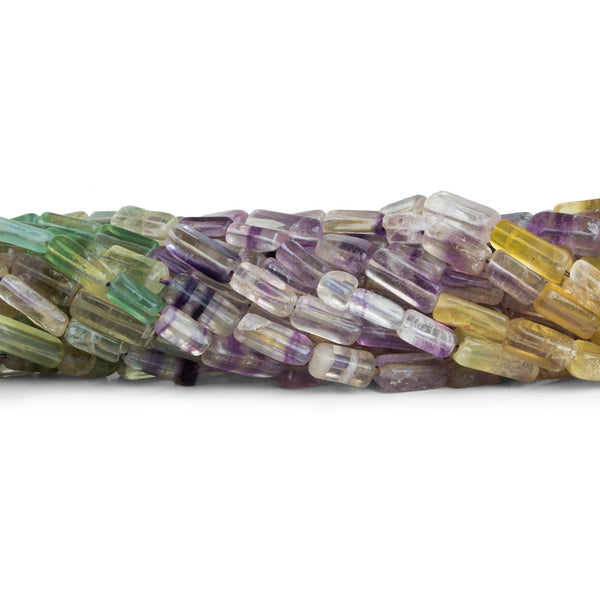 11x5mm Multi Fluorite Handcut Rectangles 14 inch 31 beads