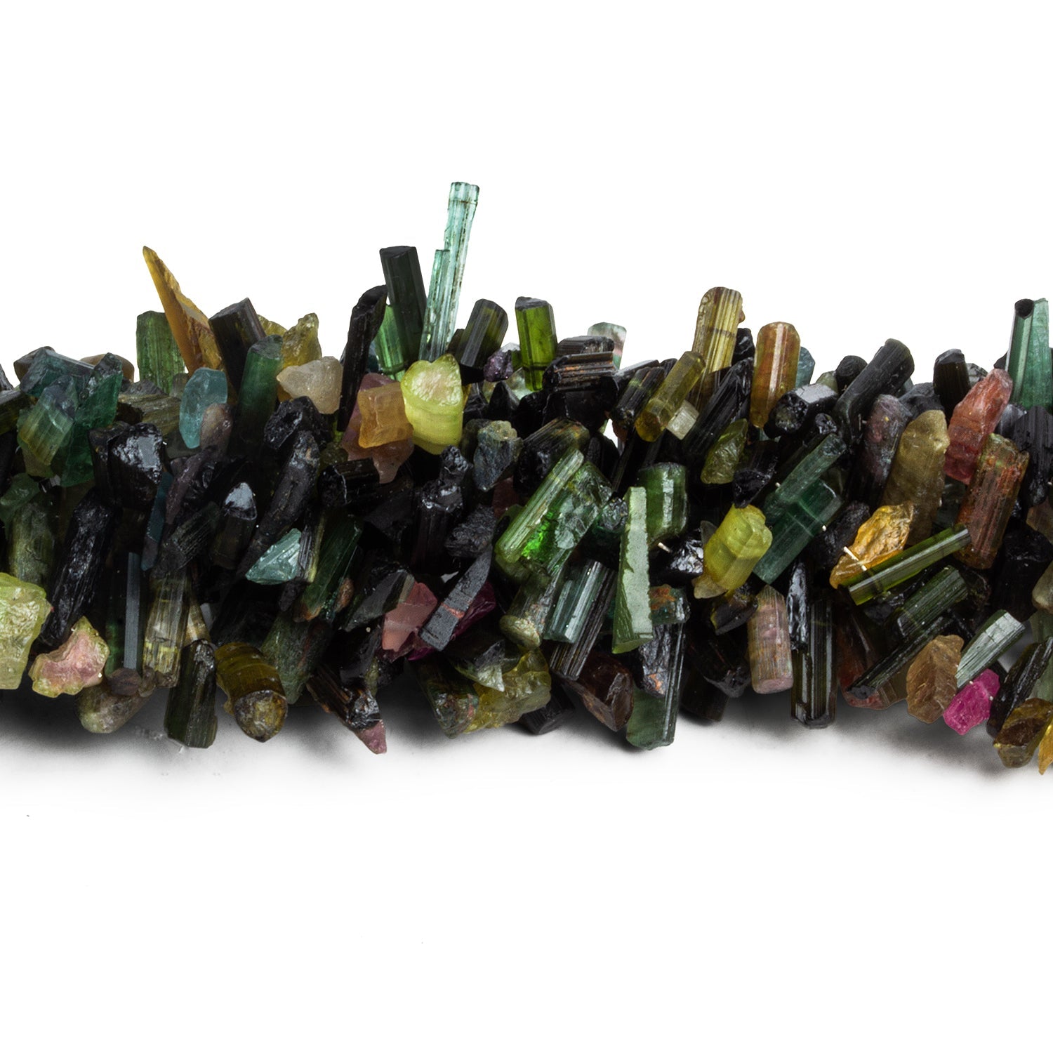 11x5mm Multicolor Tourmaline Natural Crystals 16 inch 140 beads - The Bead Traders