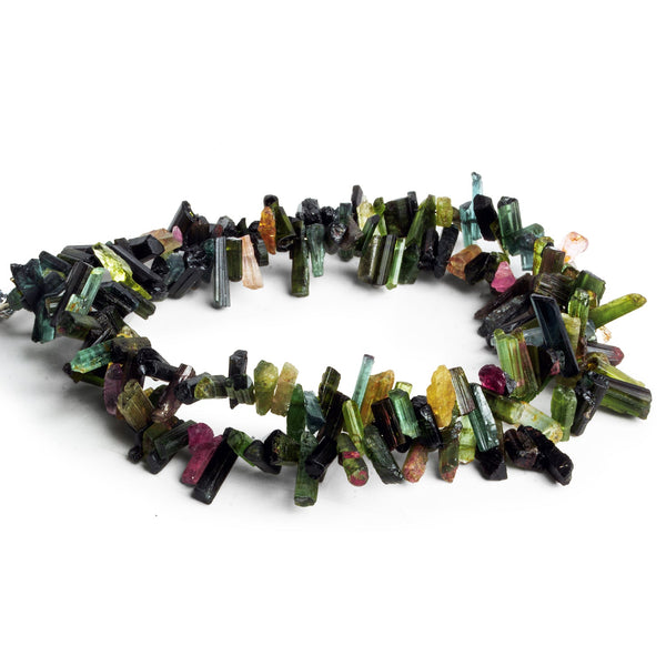 11x5mm Multicolor Tourmaline Natural Crystals 16 inch 140 beads