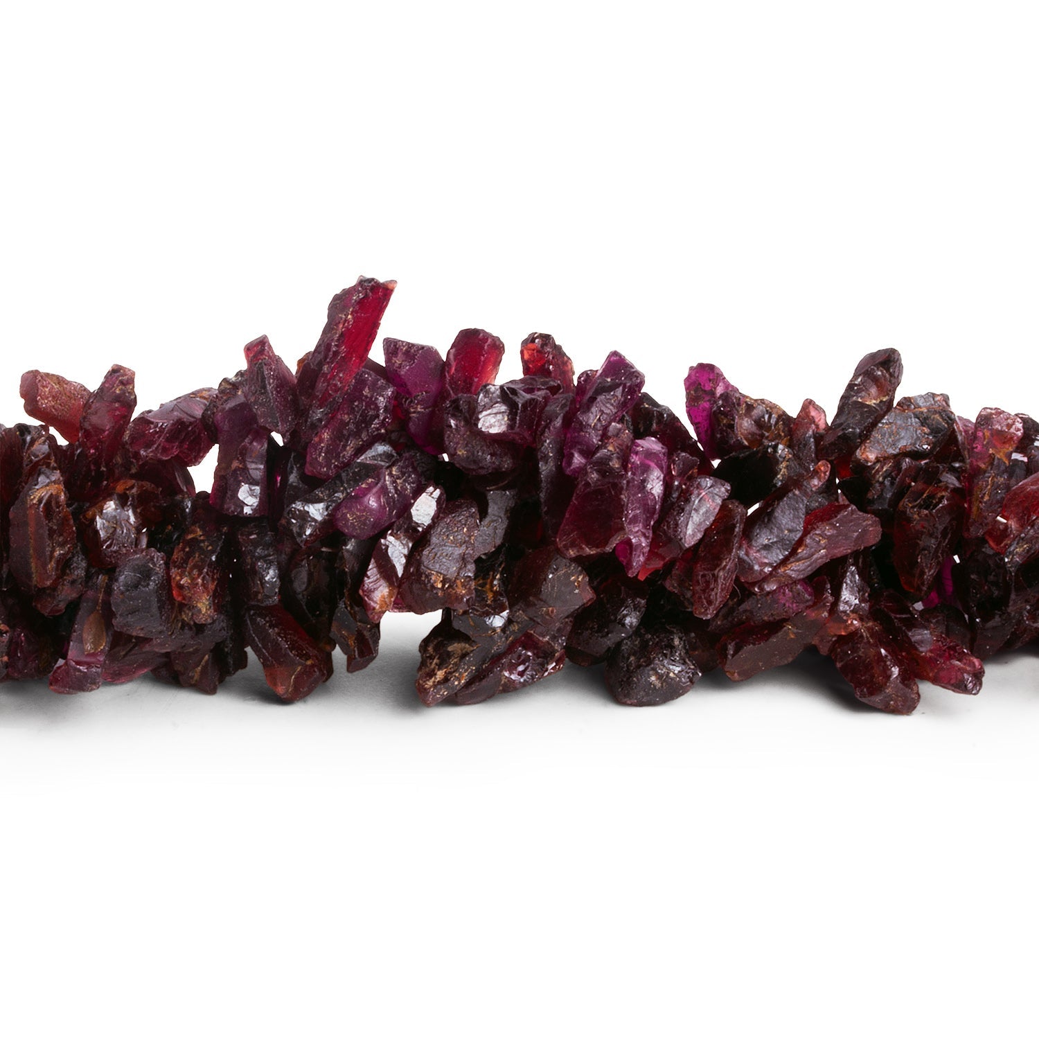 11x6mm Garnet Natural Crystals 8 inch 68 beads - The Bead Traders