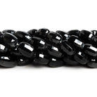 11x7mm Black Spinel Checkerboard Faceted Barrels 16 inch 37 beads - The Bead Traders