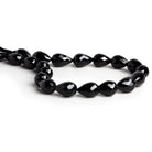 11x7mm Black Spinel Faceted Teardrops 8 inch 18 beads - The Bead Traders