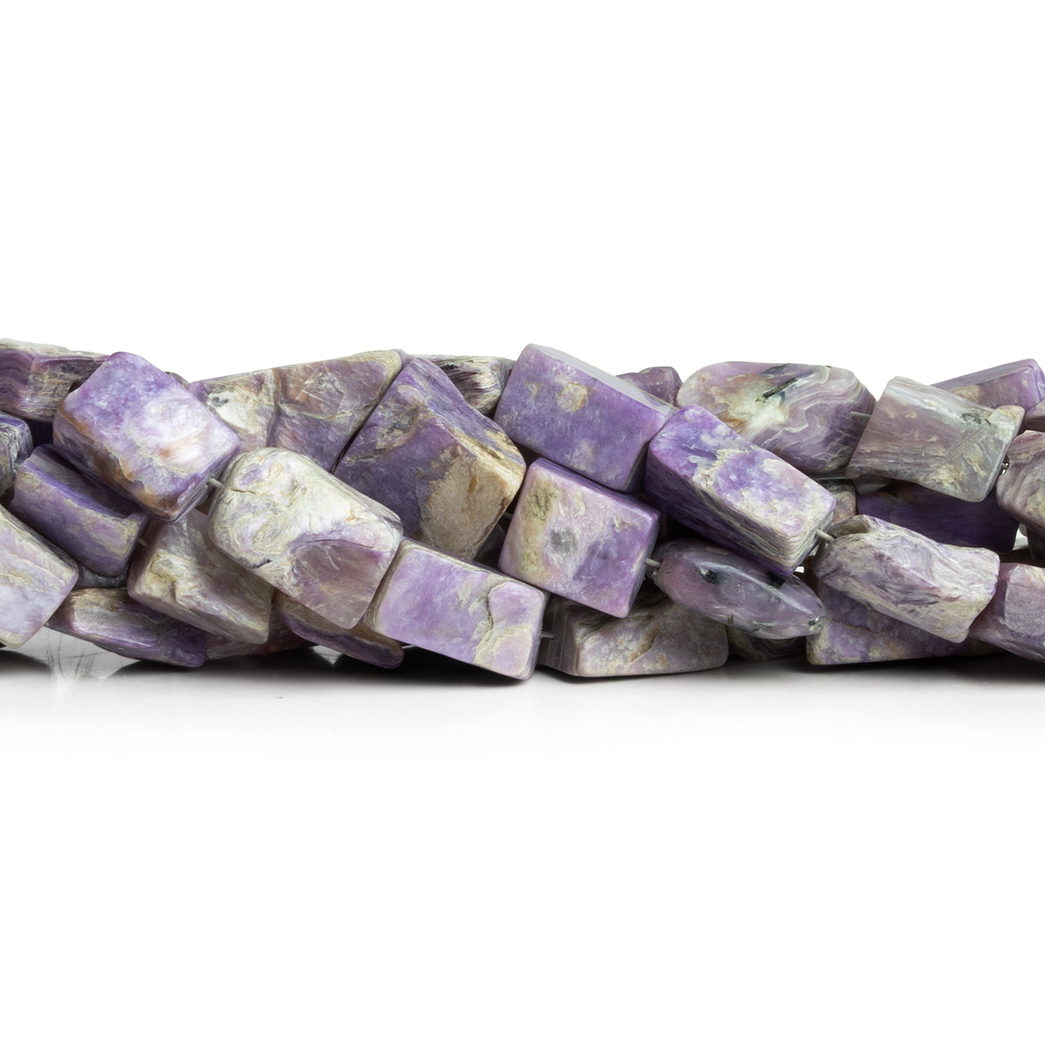 11x7mm Charoite Rectangle Nuggets 7.5 inch 17 beads - The Bead Traders