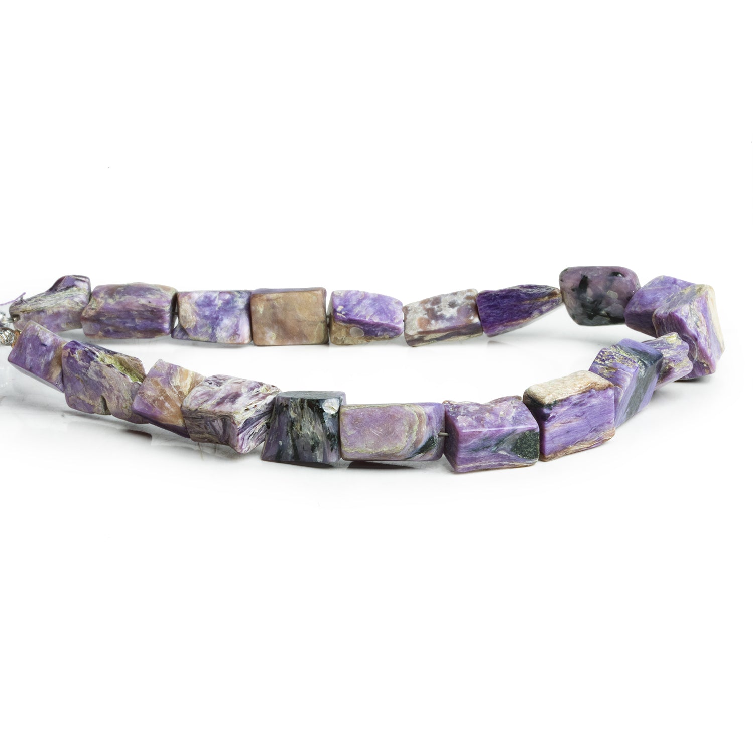 11x7mm Charoite Rectangle Nuggets 7.5 inch 17 beads - The Bead Traders