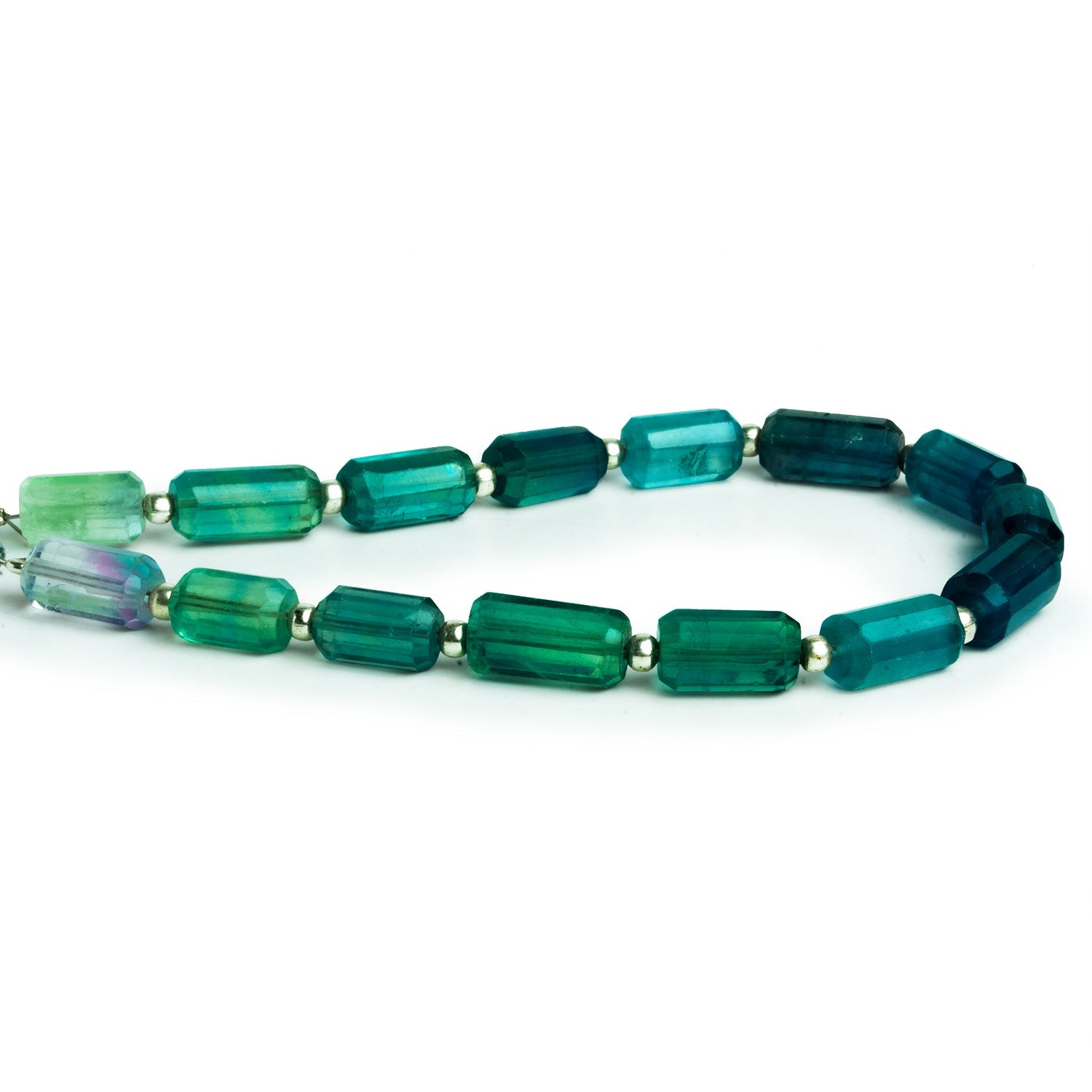 11x7mm Fluorite Faceted Tubes 8 inch 14 beads - The Bead Traders