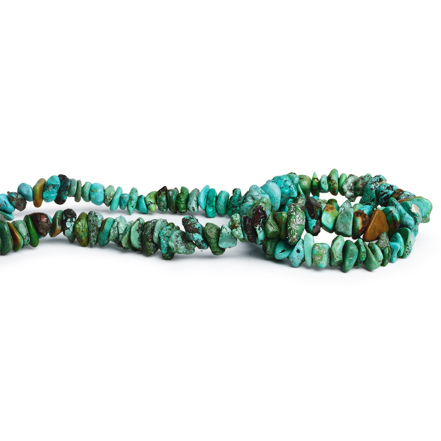 11x7mm Natural Chinese Turquoise Chips 15 inch 60 beads - The Bead Traders