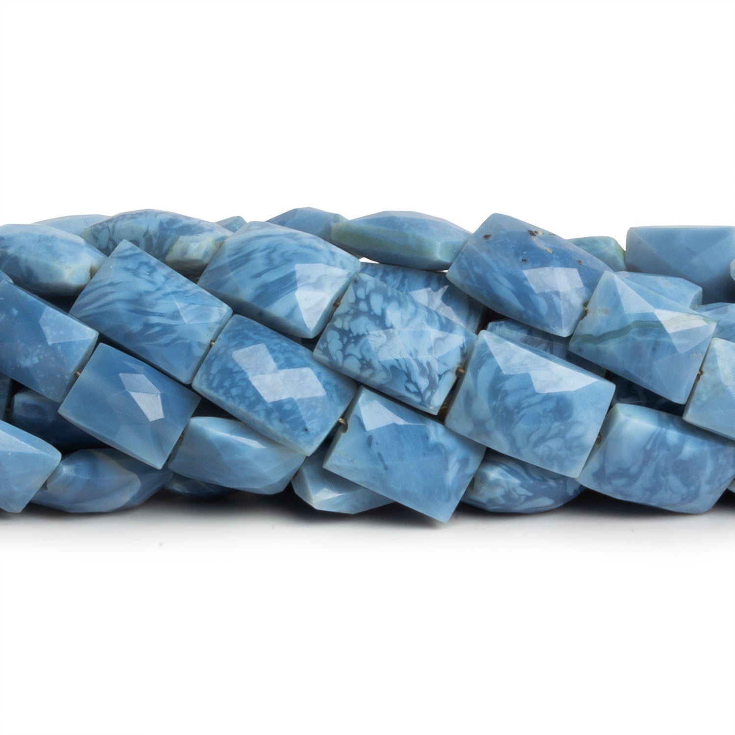 11x7mm Owyhee Denim Blue Opal Faceted Rectangles 7.5 inch 16 beads - The Bead Traders