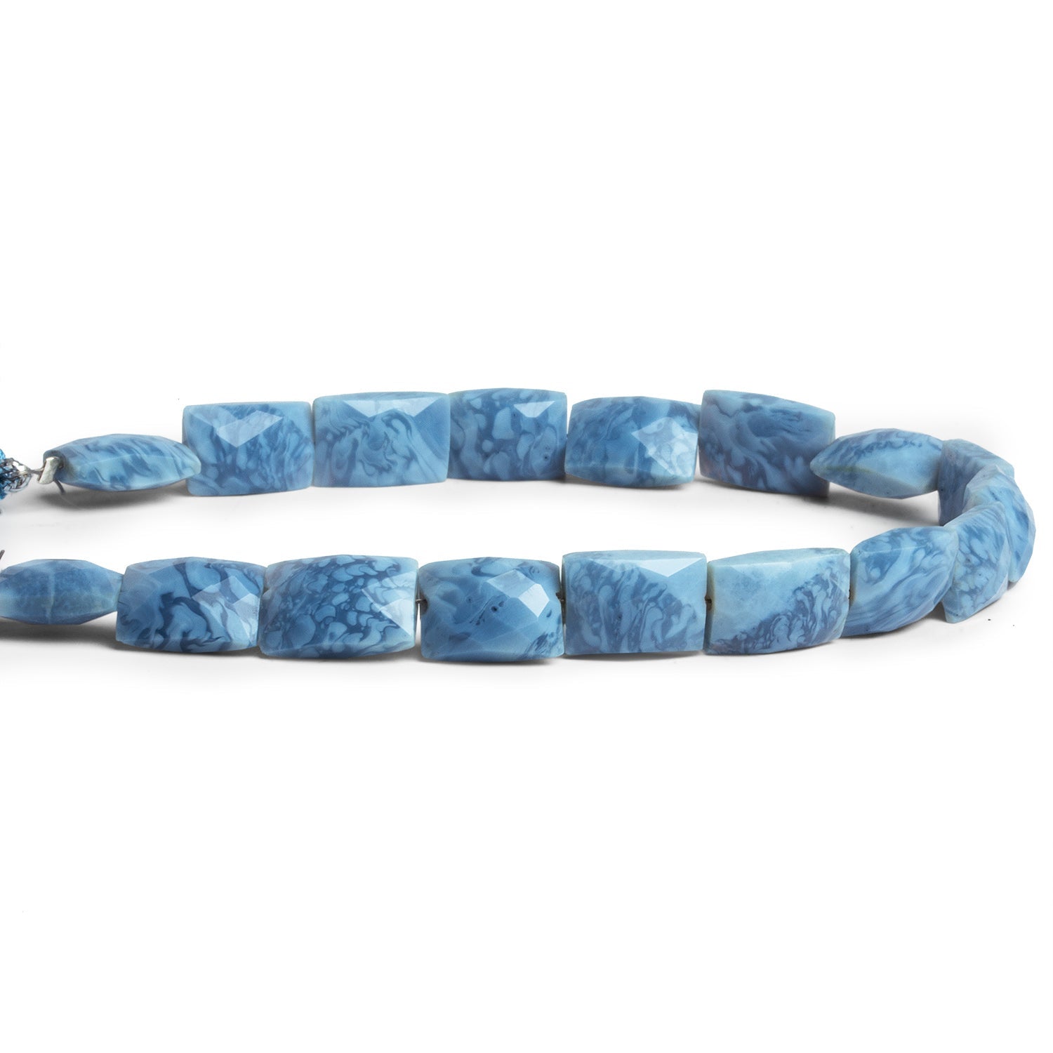 11x7mm Owyhee Denim Blue Opal Faceted Rectangles 7.5 inch 16 beads - The Bead Traders