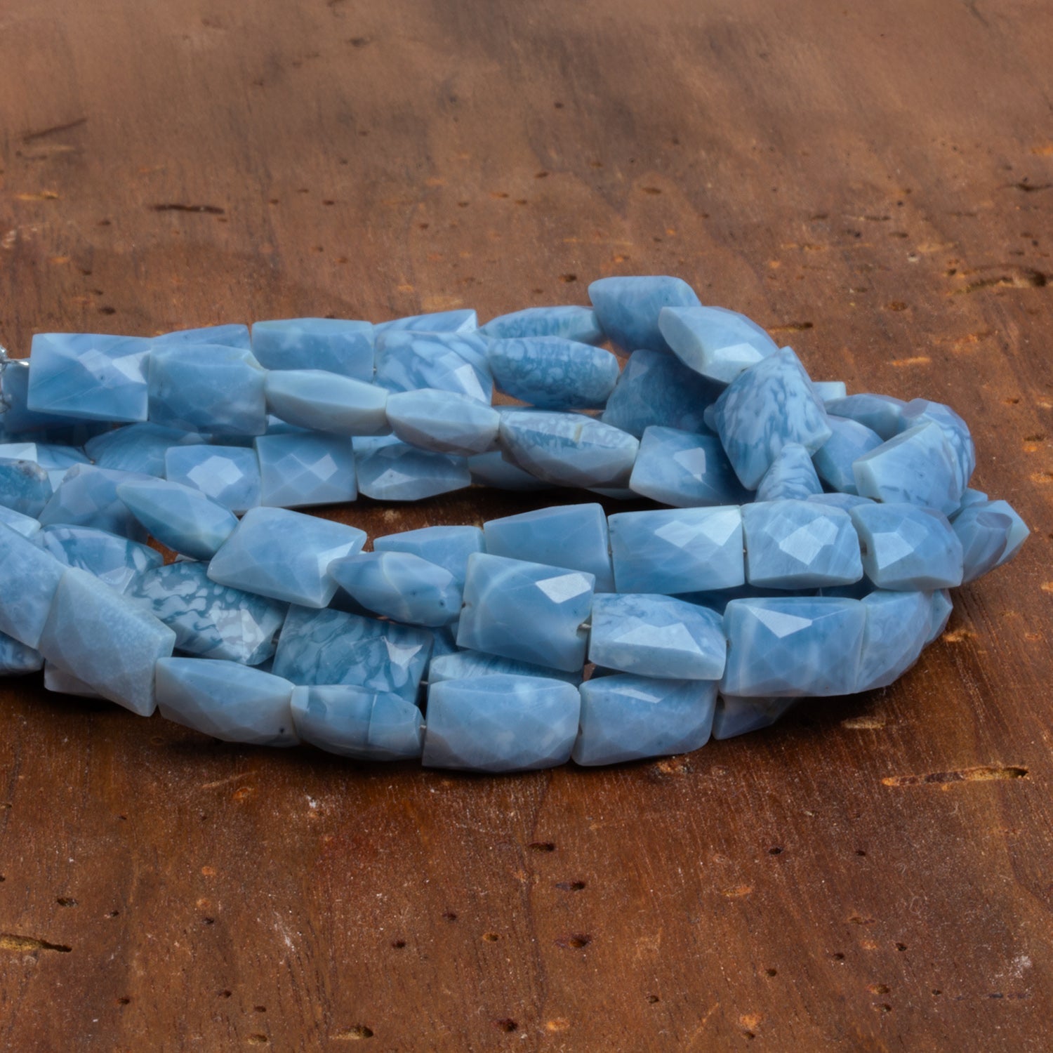 11x7mm Owyhee Denim Blue Opal Faceted Rectangles 7.5 inch 16 beads - The Bead Traders