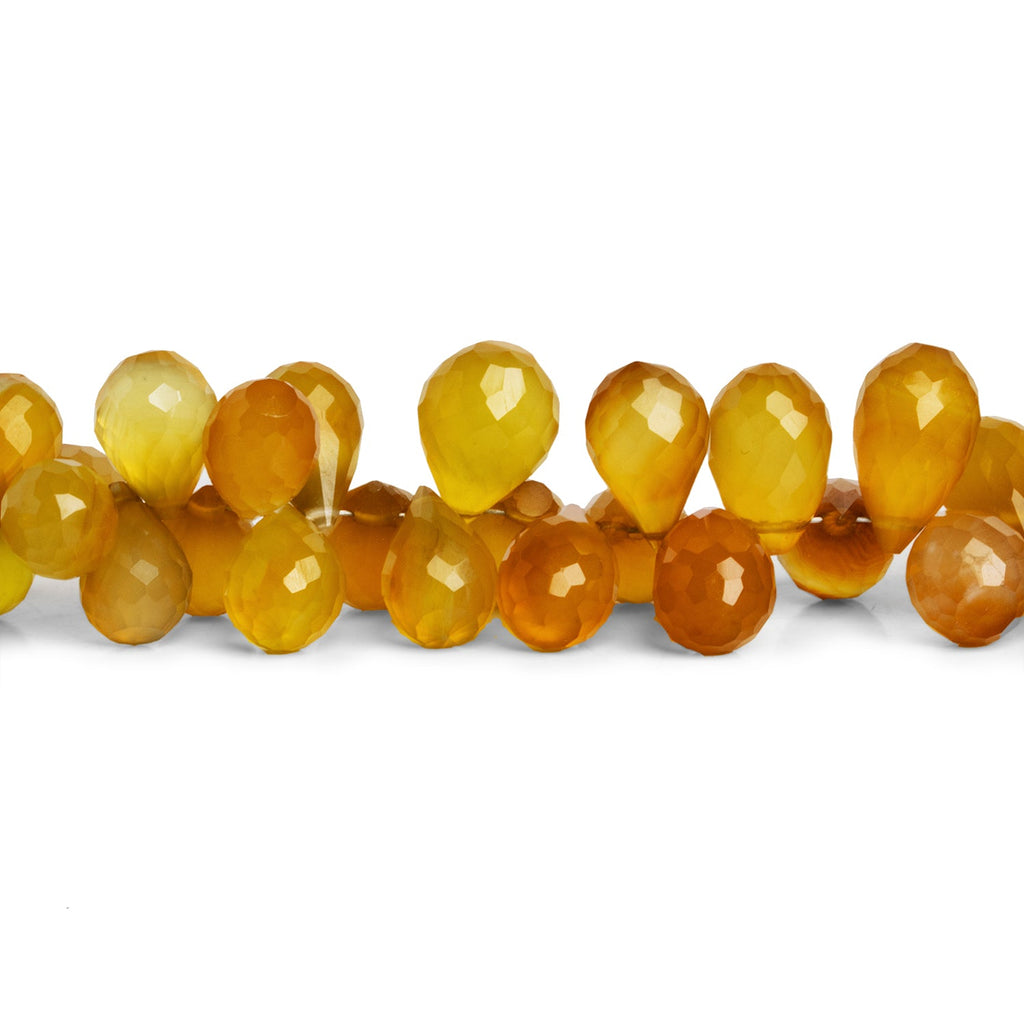 11x7mm Yellow Chalcedony Faceted Teardrops 7.5 inch 65 beads - The Bead Traders