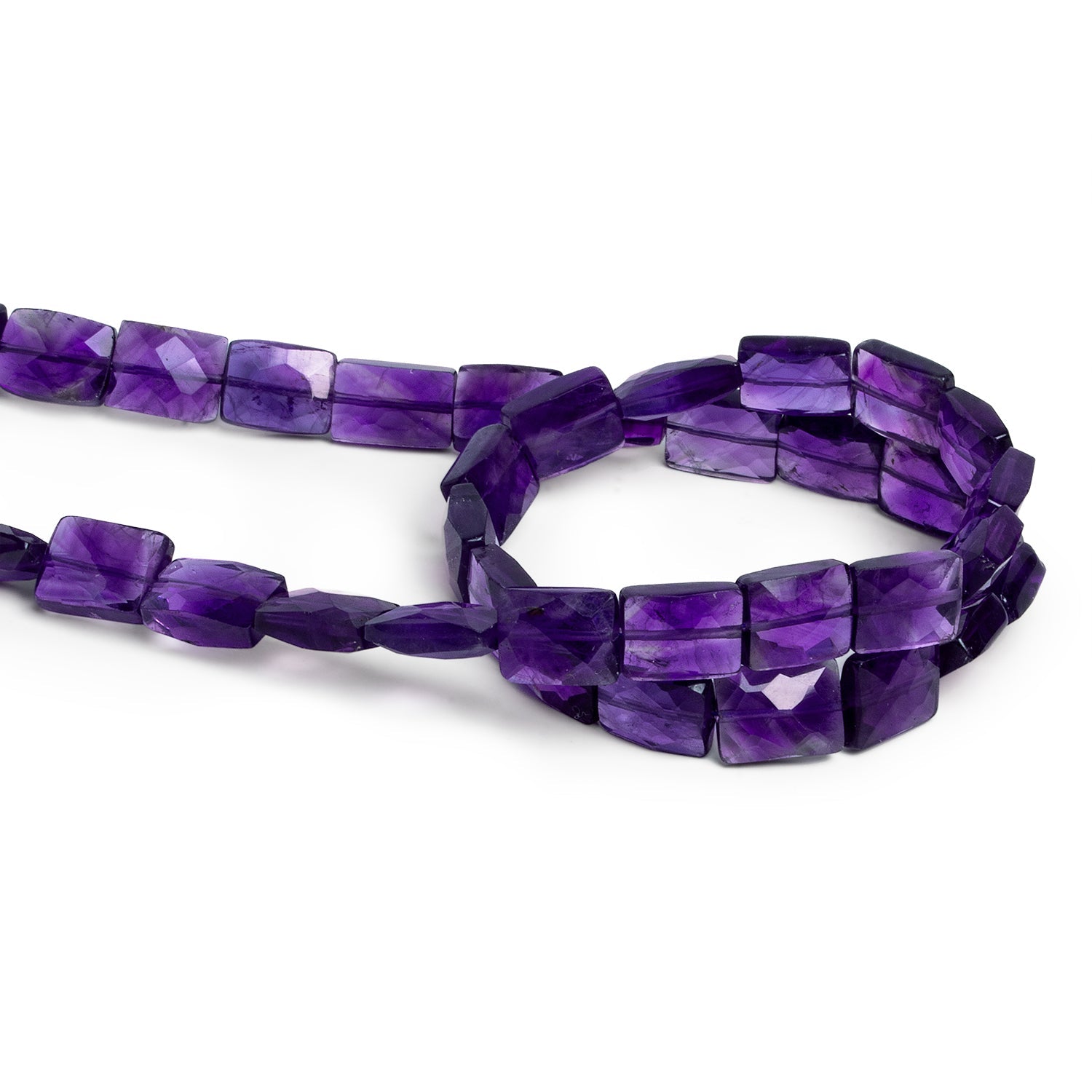 11x8mm Amethyst Faceted Rectangles 14 inch 30 beads - The Bead Traders