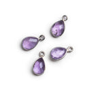 11x8mm Black Gold Bezeled Amethyst Pear Pendants Set of 4 - The Bead Traders