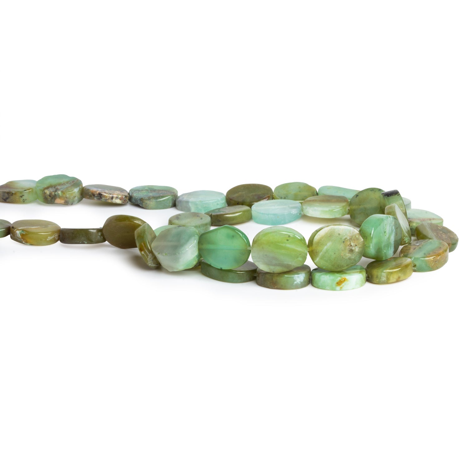 11x8mm Blue Peruvian Opal Plain Ovals 16 inch 32 beads - The Bead Traders