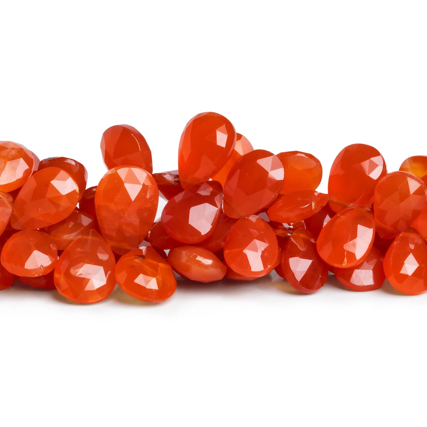 11x8mm Carnelian Faceted Pears 8.5 inch 50 beads - The Bead Traders