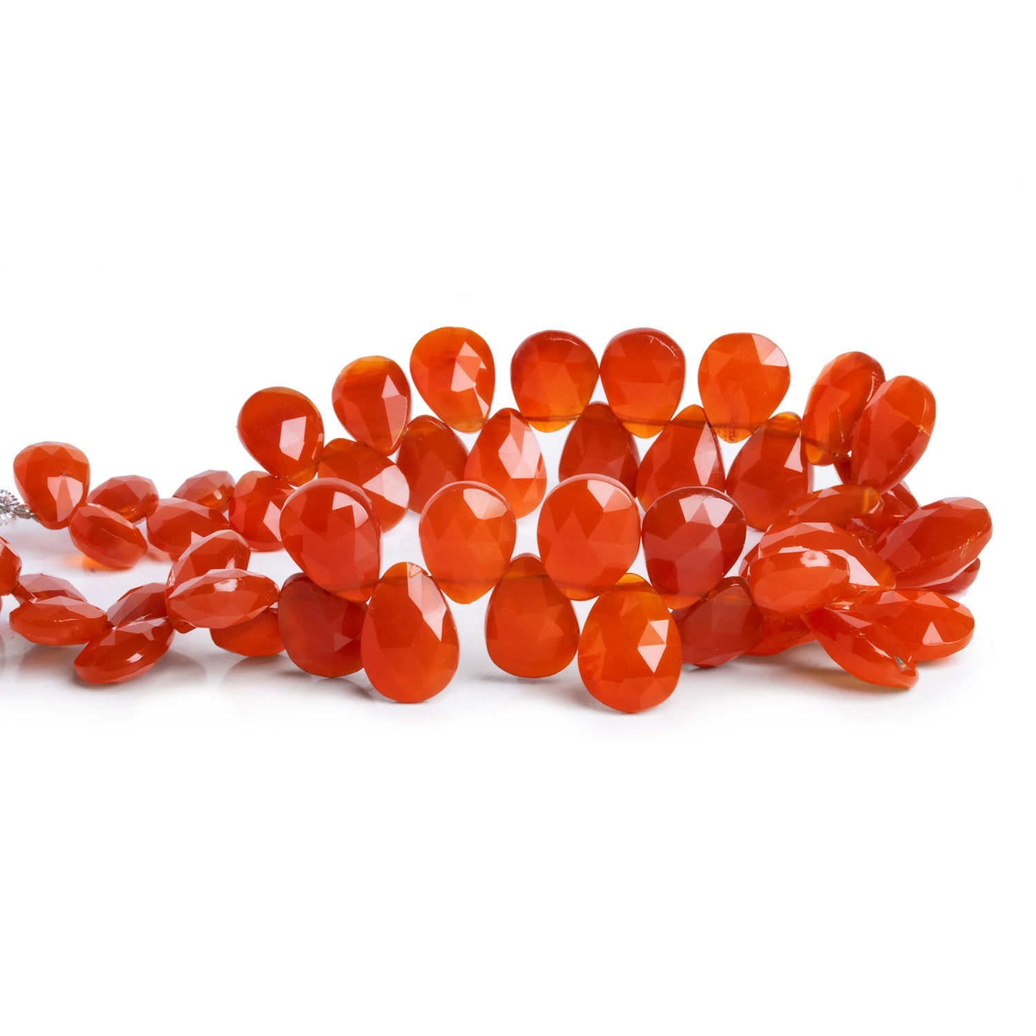 11x8mm Carnelian Faceted Pears 8.5 inch 50 beads - The Bead Traders