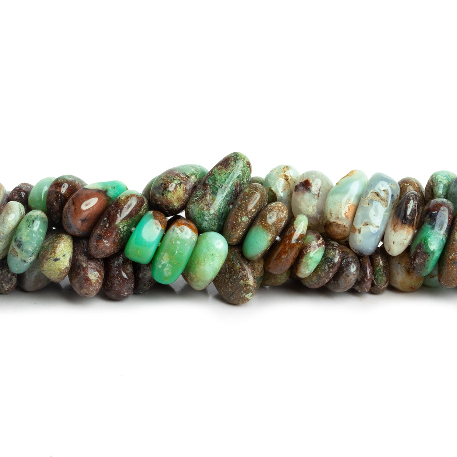 11x8mm Chrysoprase Plain Chips 7.5 inch 33 beads - The Bead Traders