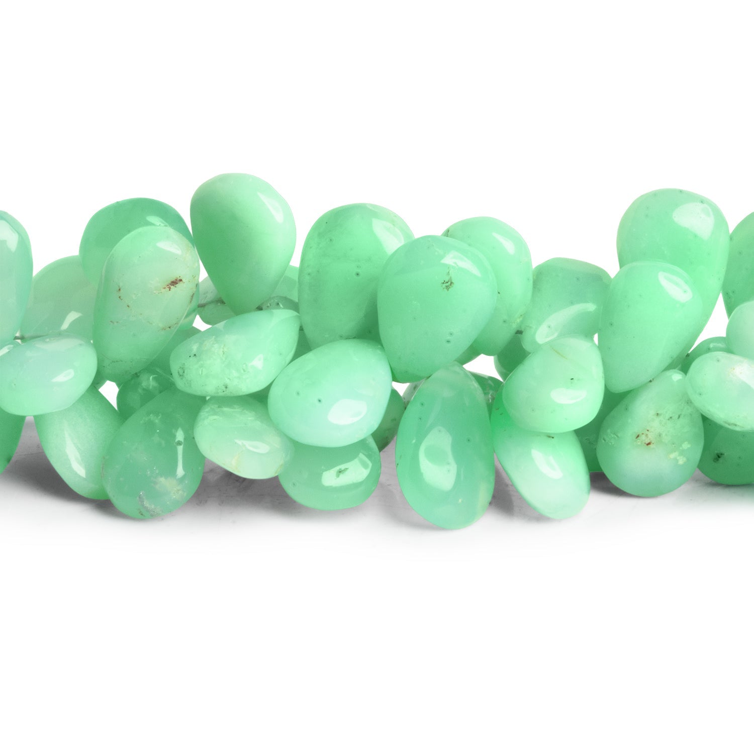 11x8mm Chrysoprase Plain Pears 8.5 inch 55 beads - The Bead Traders