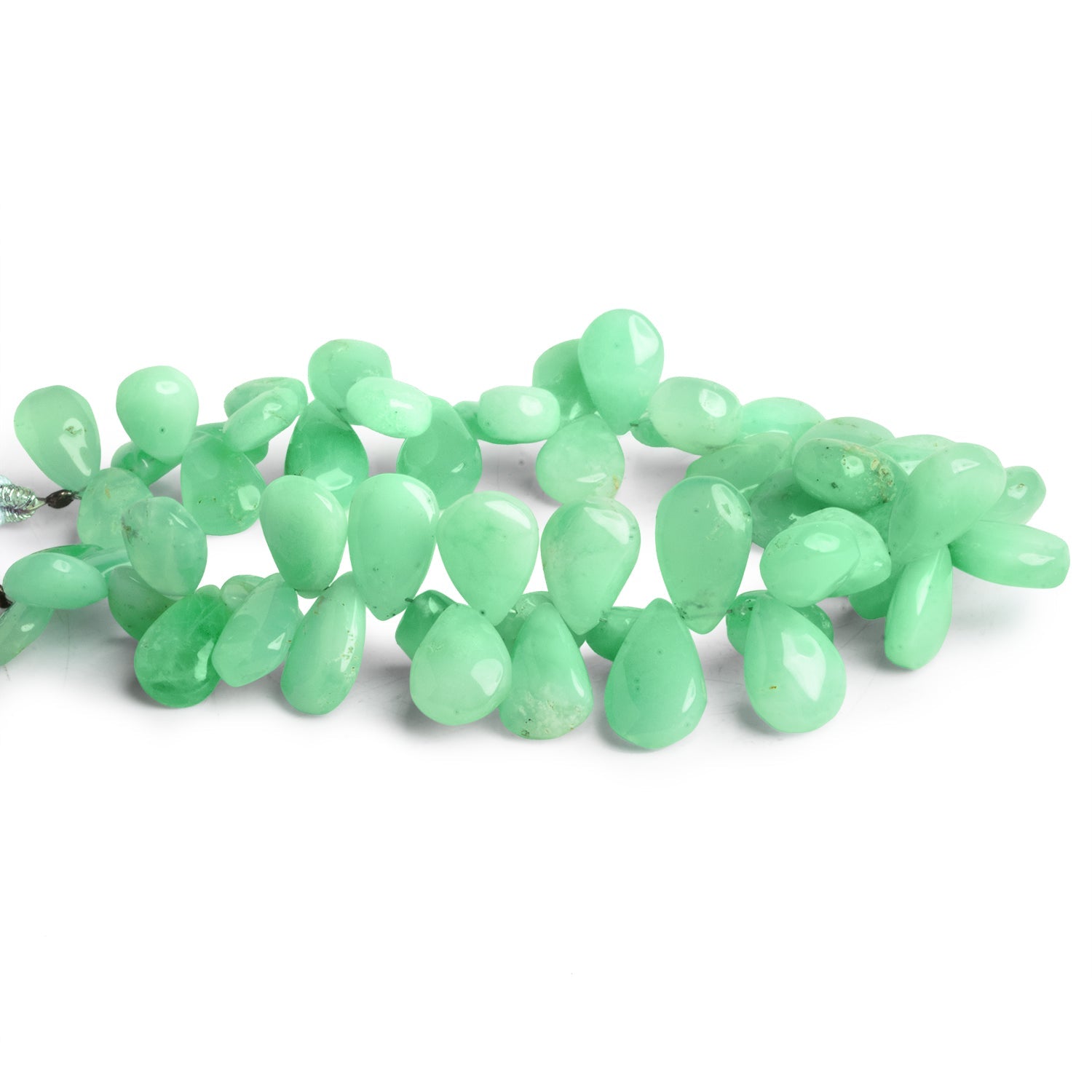 11x8mm Chrysoprase Plain Pears 8.5 inch 55 beads - The Bead Traders