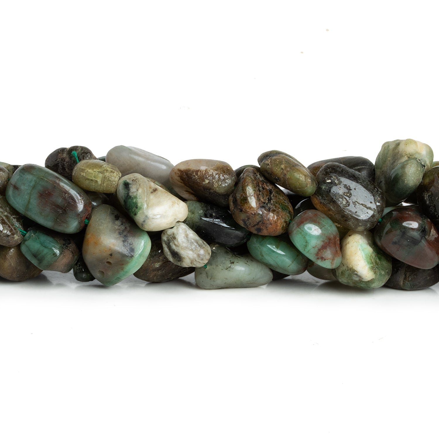 11x8mm Emerald Plain Nuggets 12 inch 28 beads - The Bead Traders