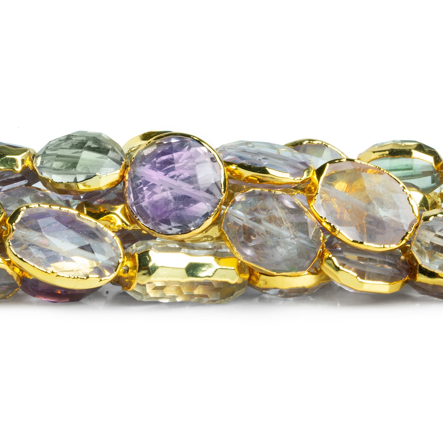 11x8mm Gold Leafed Multi Gemstone Faceted Beads 5 inch 11 beads - The Bead Traders