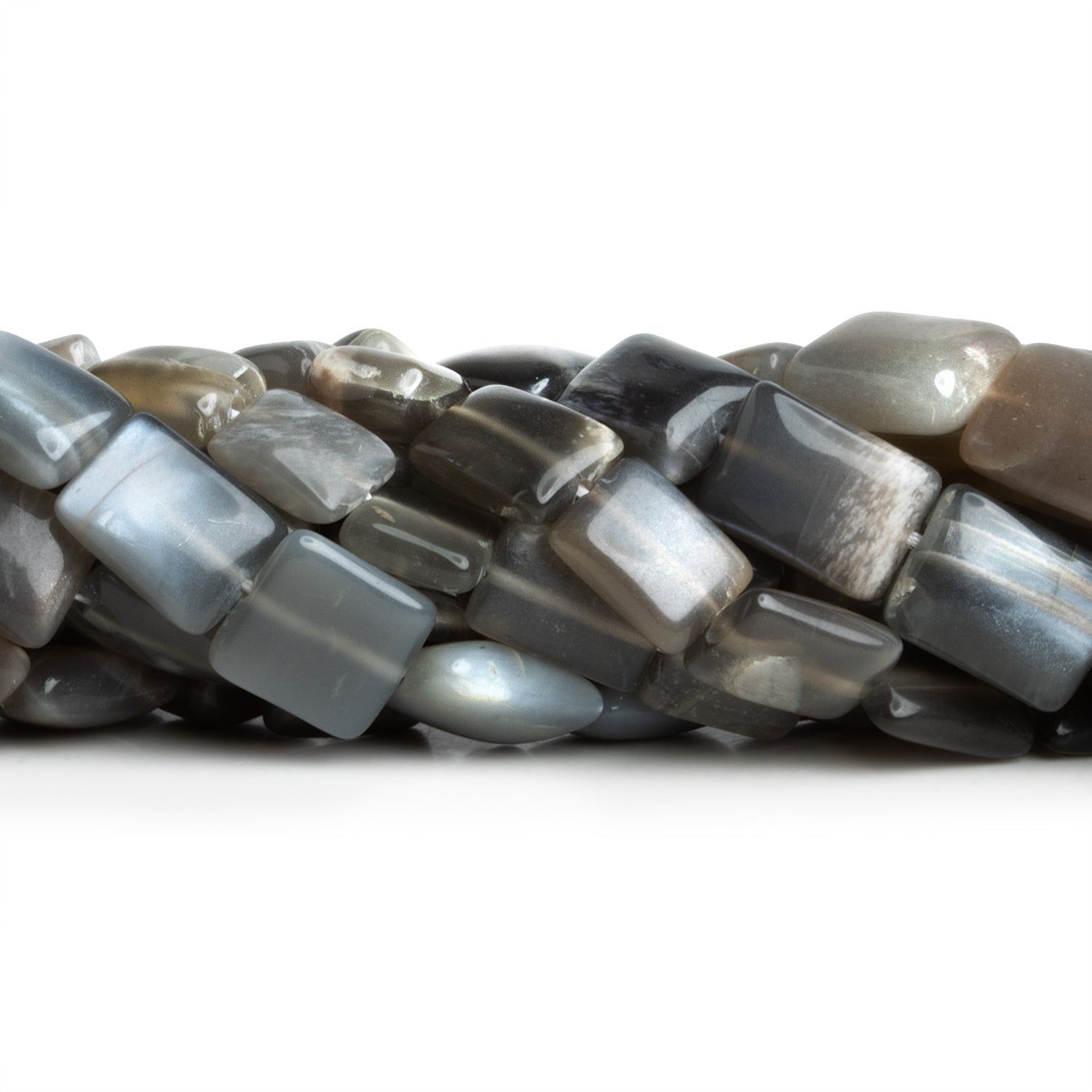 11x8mm Grey Moonstone Rectangles 14 inch 30 beads - The Bead Traders