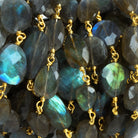 11x8mm Labradorite Faceted Nugget Gold Chain 18 Beads - The Bead Traders