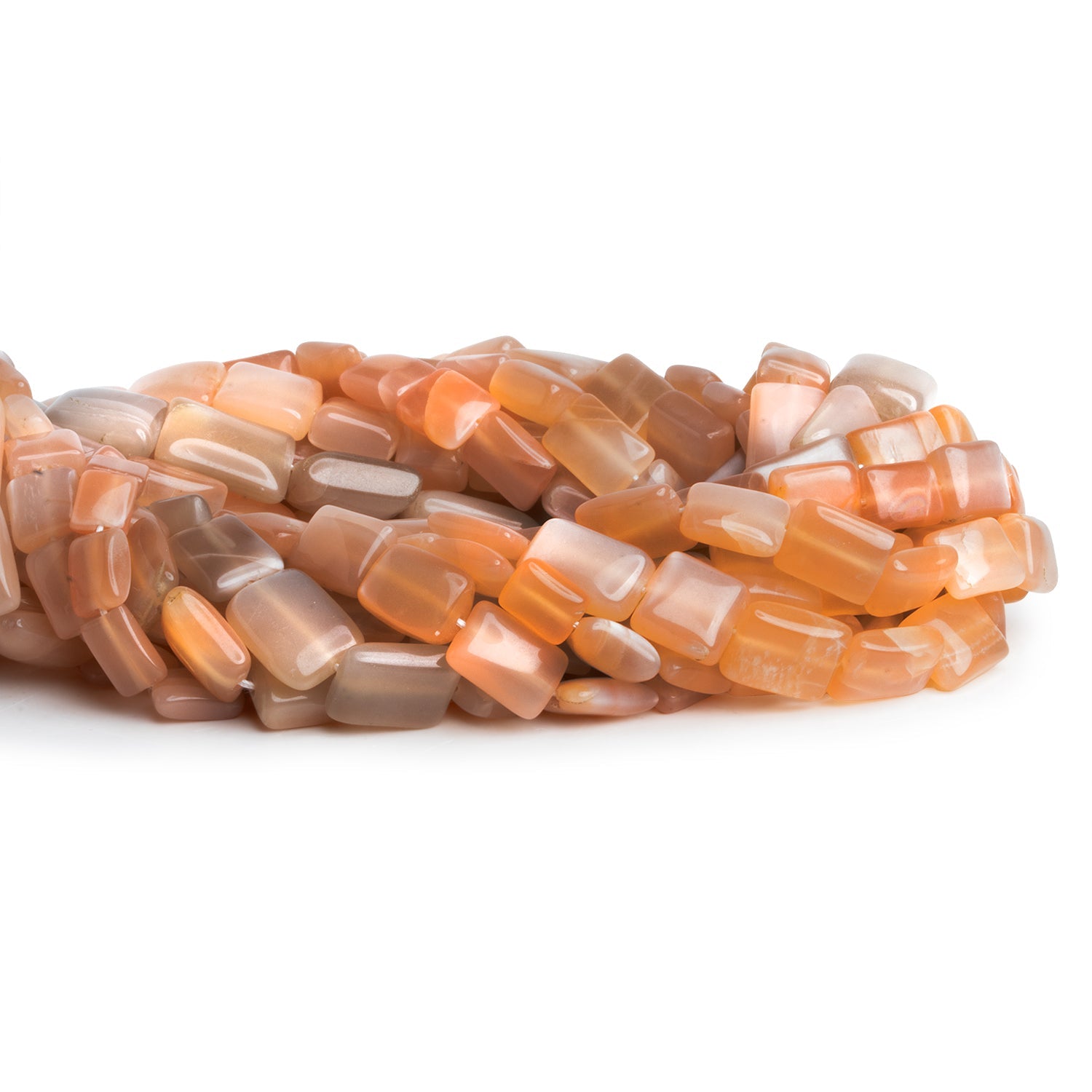 11x8mm Light Peach Moonstone Rectangles 12 inch 28 beads - The Bead Traders