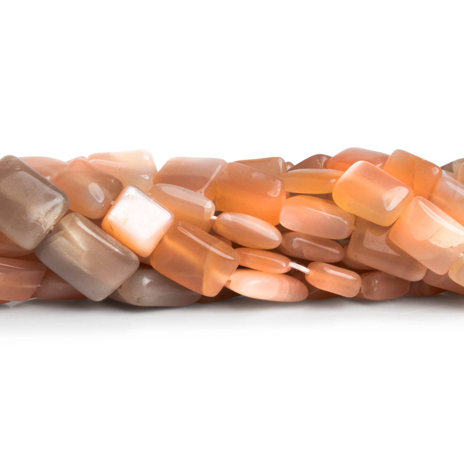 11x8mm Light Peach Moonstone Rectangles 12 inch 28 beads - The Bead Traders